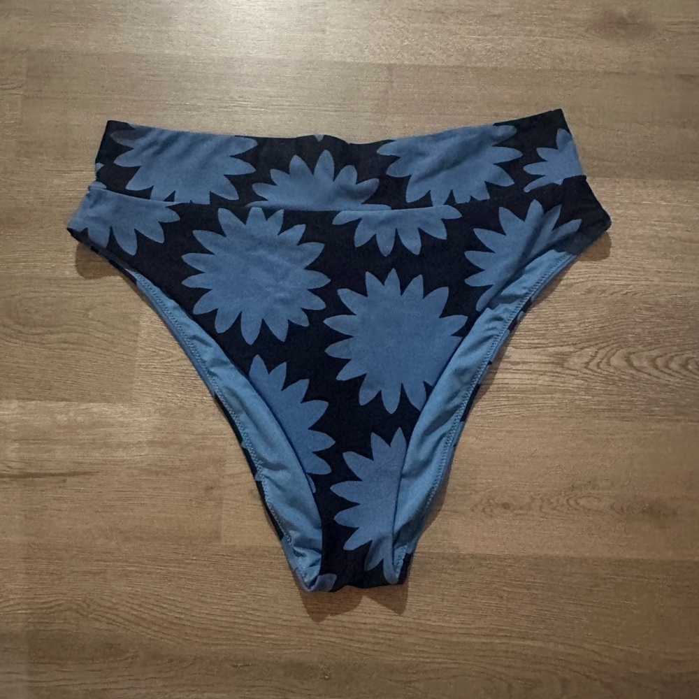 Aerie Blue and Black High-Waisted Bikini